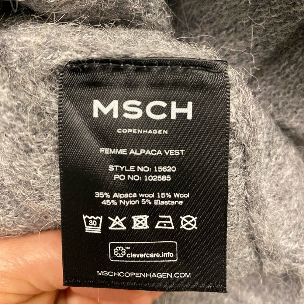 NWT MSCH Copenhagen Femme Alpaca Vest Grey Turtleneck Alpaca Wool Blend Size M/L - Picture 12 of 13